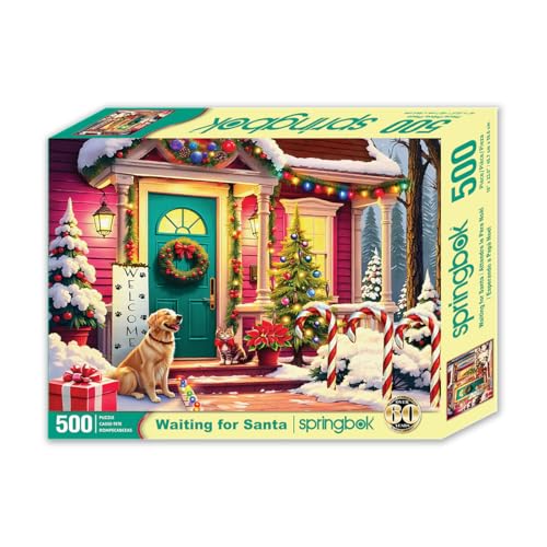 Springbok 500-Piece Jigsaw Puzzle: Waiting for Santa – Unique Cut Pieces, Eco-Friendly, Made in USA