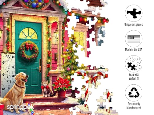 Springbok 500-Piece Jigsaw Puzzle: Waiting for Santa – Unique Cut Pieces, Eco-Friendly, Made in USA