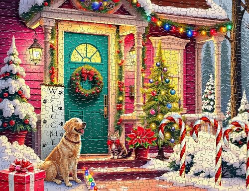 Springbok 500-Piece Jigsaw Puzzle: Waiting for Santa – Unique Cut Pieces, Eco-Friendly, Made in USA