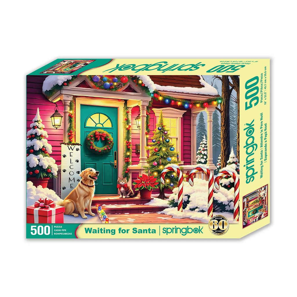 Springbok 500-Piece Jigsaw Puzzle: Waiting for Santa – Unique Cut Pieces, Eco-Friendly, Made in USA