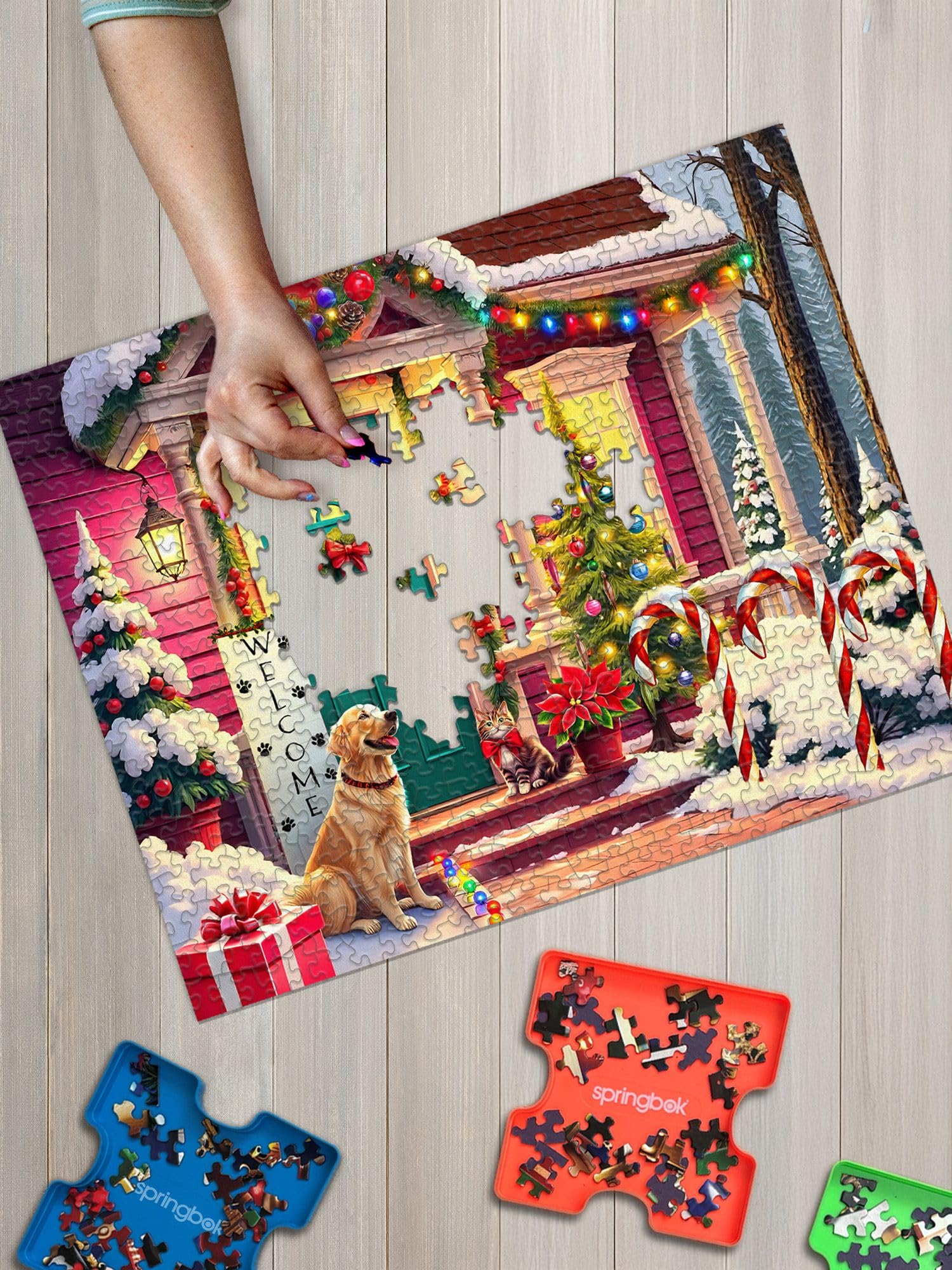 Springbok 500-Piece Jigsaw Puzzle: Waiting for Santa – Unique Cut Pieces, Eco-Friendly, Made in USA