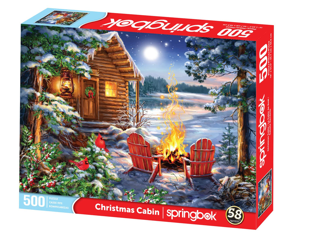 Springbok Christmas Cabin 500-Piece Jigsaw Puzzle – Made in USA, Eco-Friendly, Precision Fit
