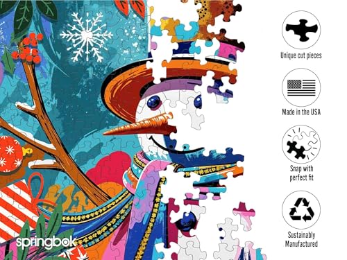 Springbok Festive Frosty 1000 Piece Jigsaw Puzzle for Adults – Unique Cut Pieces, 30x24 Inches, Made in USA