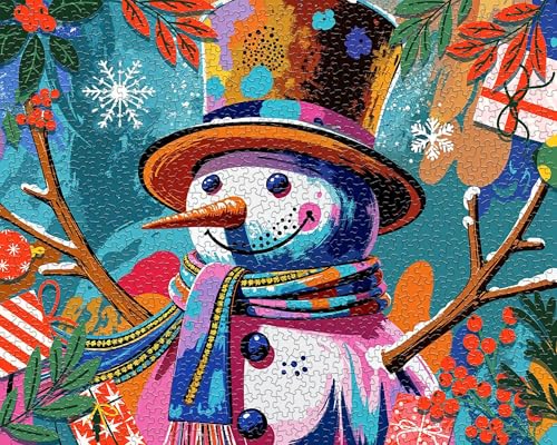 Springbok Festive Frosty 1000 Piece Jigsaw Puzzle for Adults – Unique Cut Pieces, 30x24 Inches, Made in USA