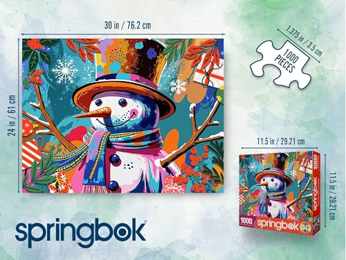 Springbok Festive Frosty 1000 Piece Jigsaw Puzzle for Adults – Unique Cut Pieces, 30x24 Inches, Made in USA