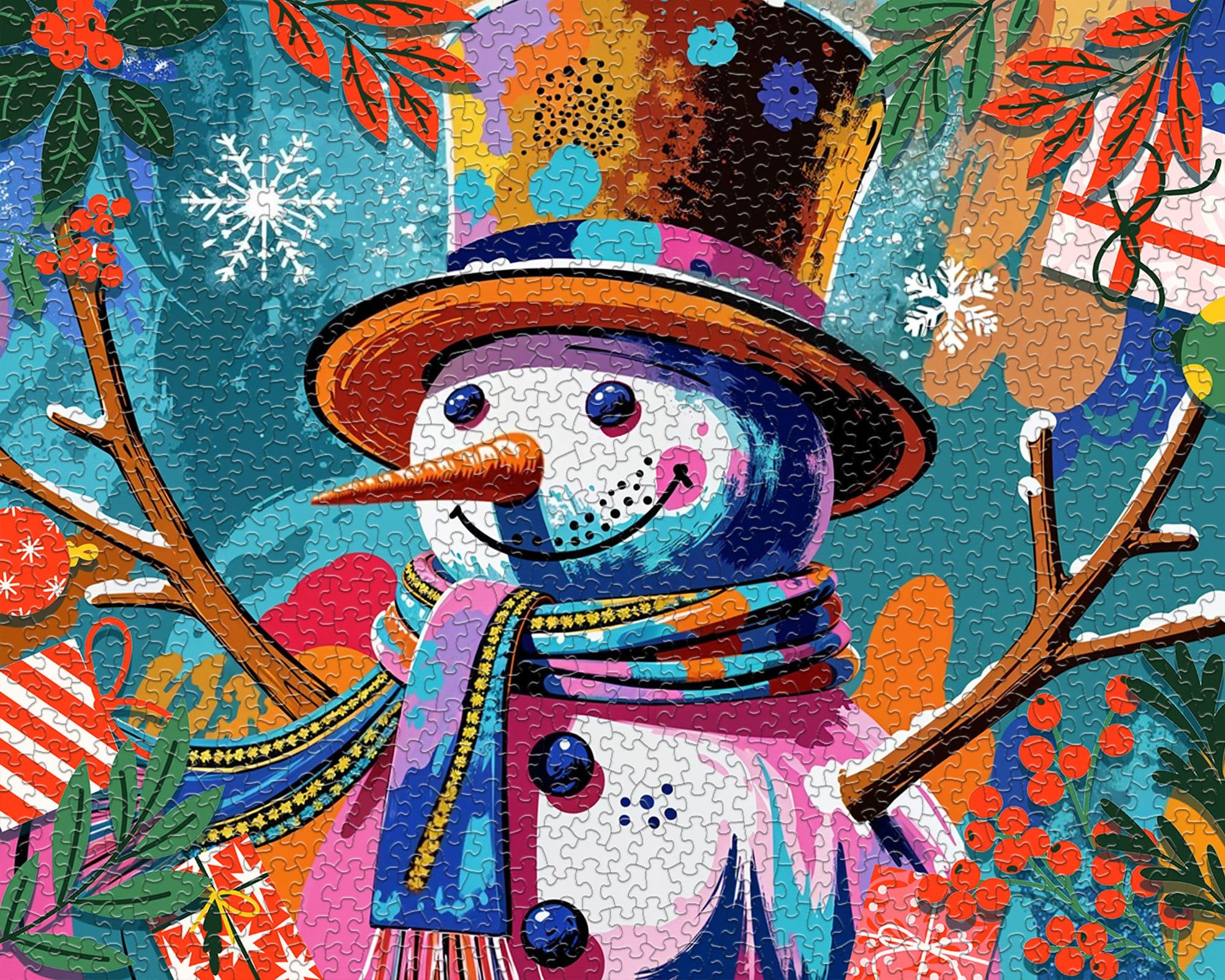 Springbok Festive Frosty 1000 Piece Jigsaw Puzzle for Adults – Unique Cut Pieces, 30x24 Inches, Made in USA