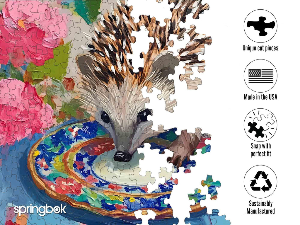 Springbok Little Explorer 500 Piece Jigsaw Puzzle – Cute Hedgehog with Unique Cut Pieces
