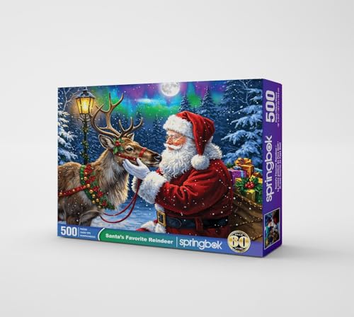 Springbok Santa's Favorite Reindeer 500-Piece Jigsaw Puzzle – Unique Cut Pieces, Eco-Friendly, Made in USA
