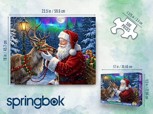 Springbok Santa's Favorite Reindeer 500-Piece Jigsaw Puzzle – Unique Cut Pieces, Eco-Friendly, Made in USA