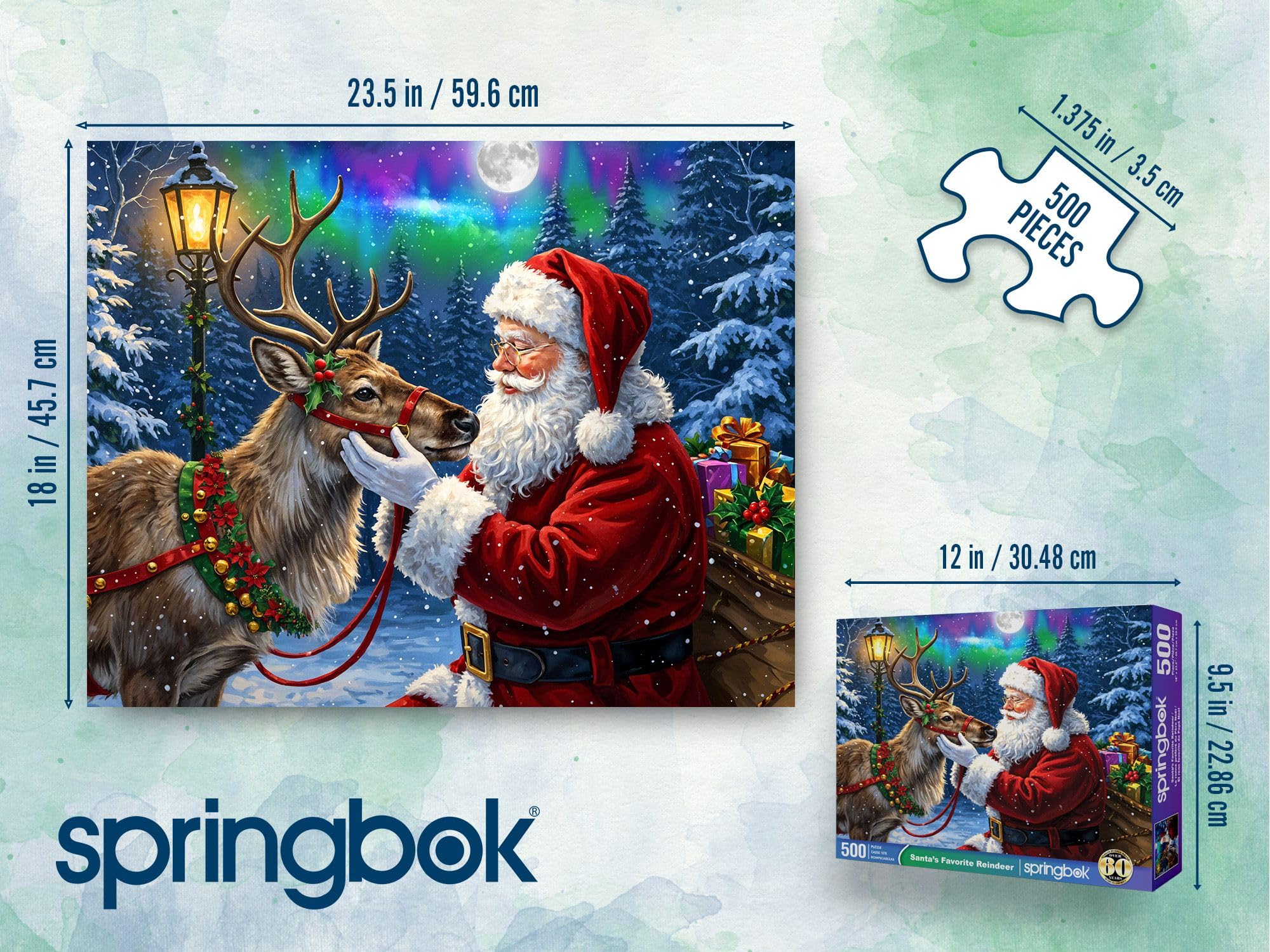 Springbok Santa's Favorite Reindeer 500-Piece Jigsaw Puzzle – Unique Cut Pieces, Eco-Friendly, Made in USA