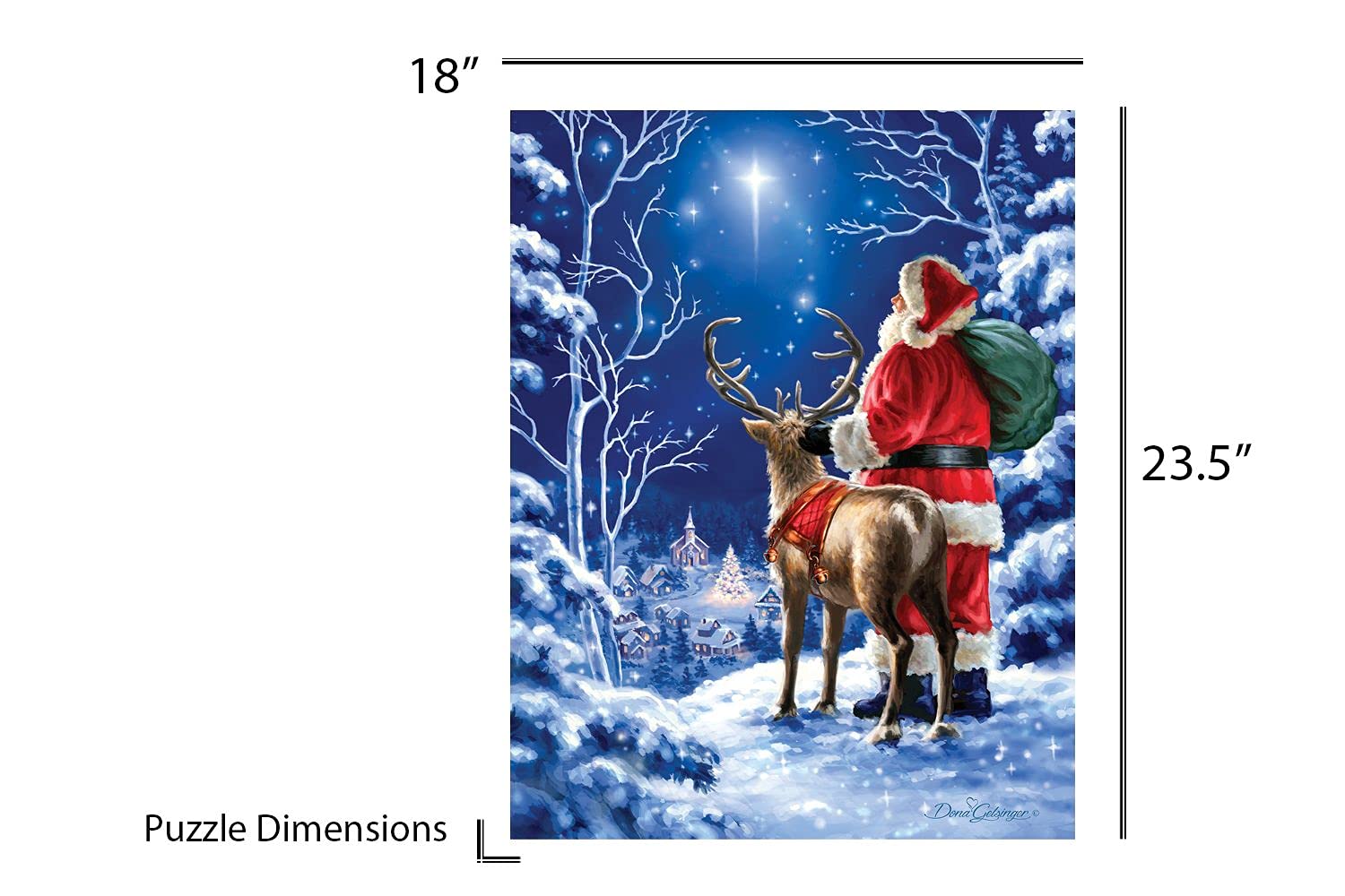 Springbok Starry Night 500 Piece Jigsaw Puzzle – Santa and Reindeer Holiday Scene
