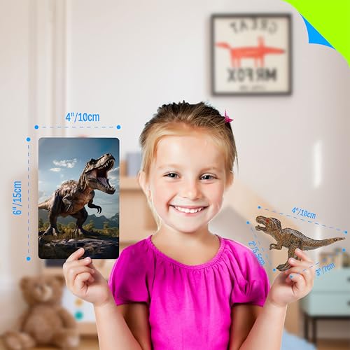 SpriteGru 12-Piece Dinosaur Figurines with Matching Flashcards – Montessori Learning Toy for Toddlers
