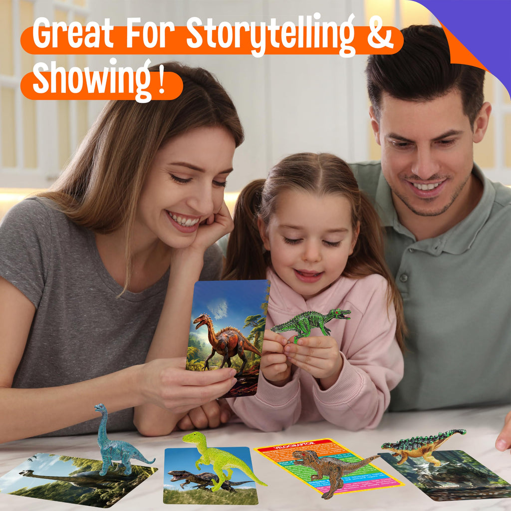SpriteGru 12-Piece Dinosaur Figurines with Matching Flashcards – Montessori Learning Toy for Toddlers