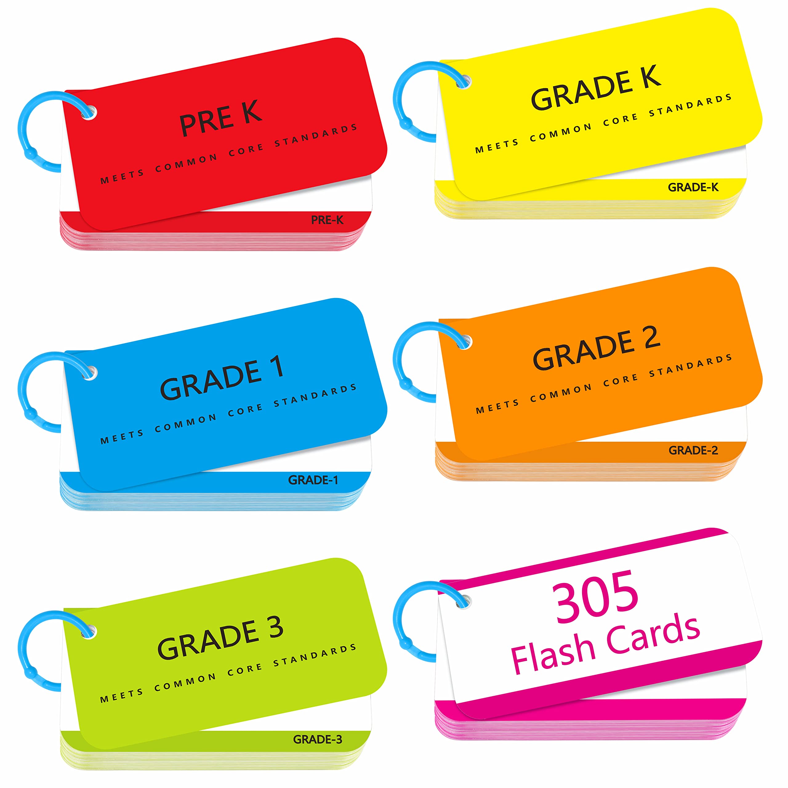 SpriteGru 305 Sight Words Flash Cards - Dolch & Fry with Sentences, 50 Blanks, Rings & Index Cards for Preschool to 3rd Grade