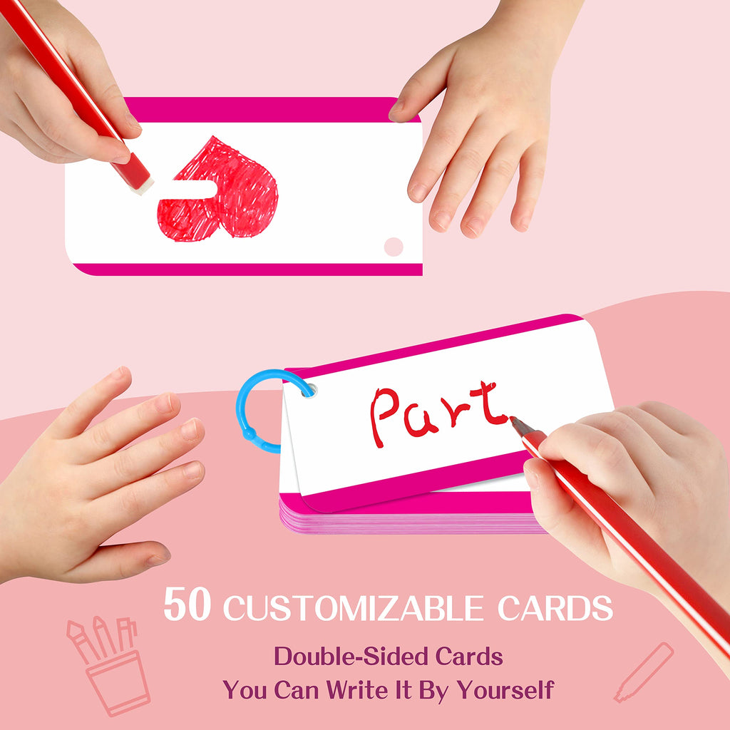 SpriteGru 305 Sight Words Flash Cards - Dolch & Fry with Sentences, 50 Blanks, Rings & Index Cards for Preschool to 3rd Grade