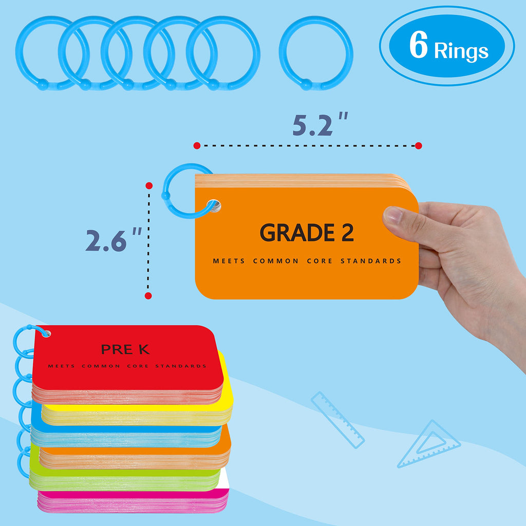 SpriteGru 305 Sight Words Flash Cards - Dolch & Fry with Sentences, 50 Blanks, Rings & Index Cards for Preschool to 3rd Grade