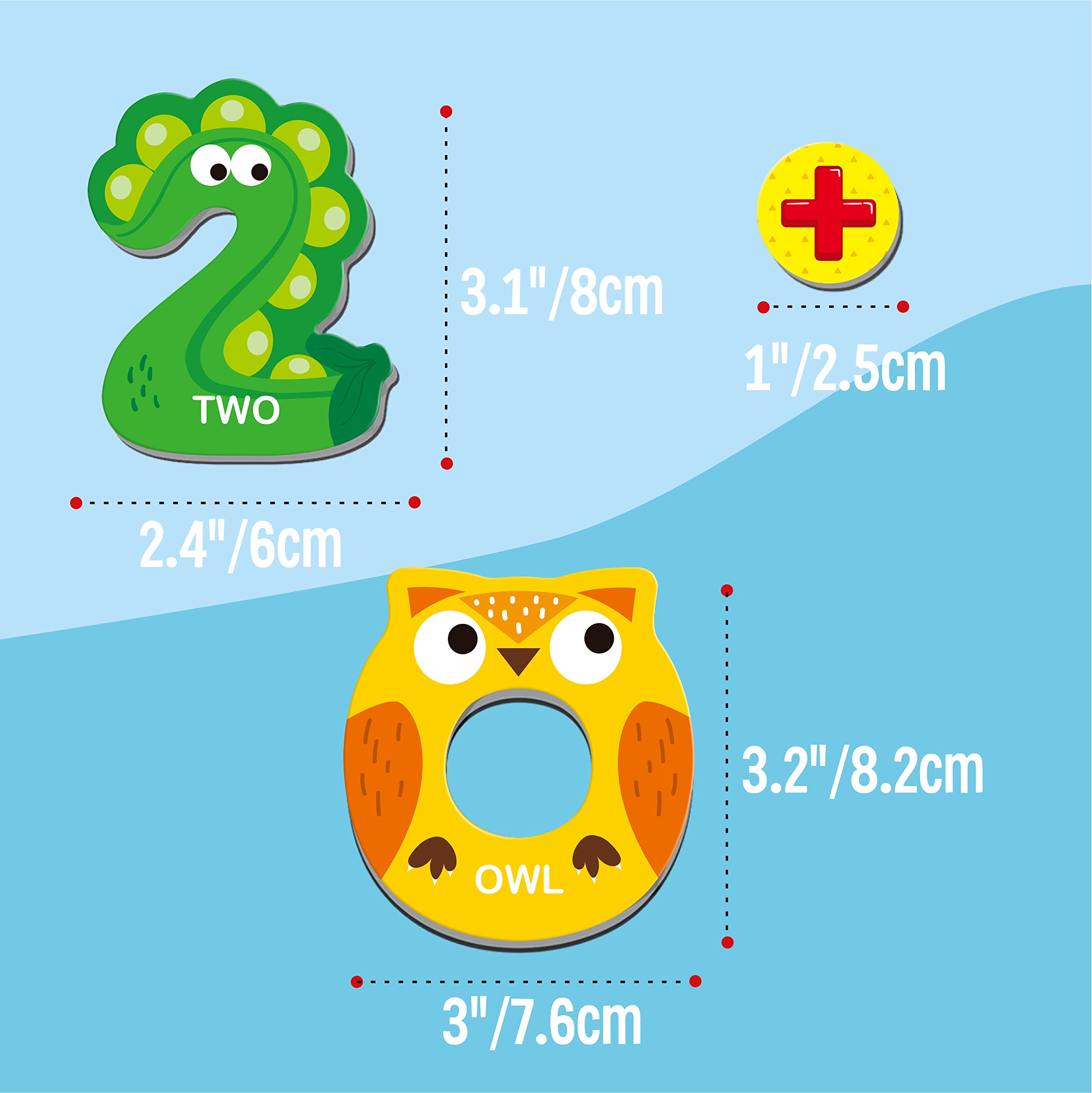 SpriteGru 39-Piece Magnetic Uppercase Letters and Numbers Set with Animal Illustrations for Toddlers 3+