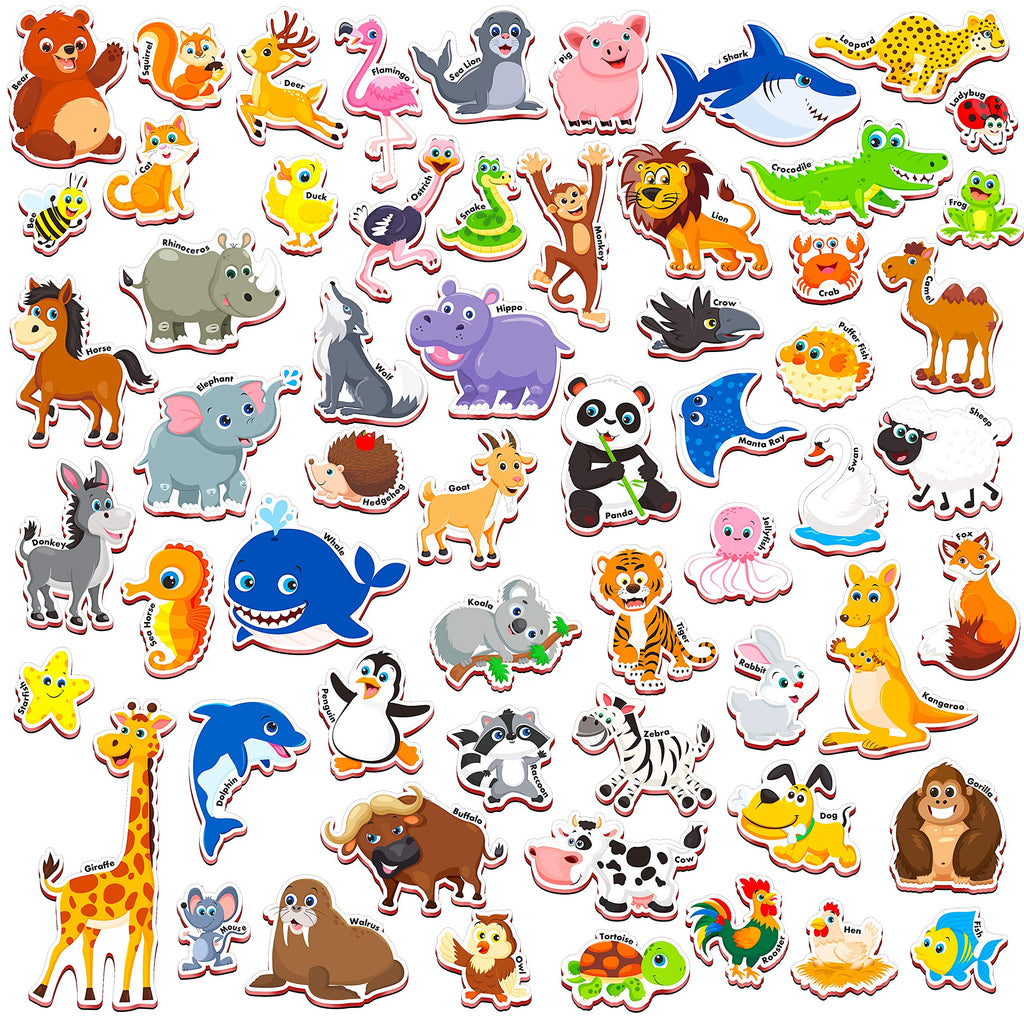 SpriteGru 60-Piece Cartoon Animal Zoo Magnets – Toddler Learning Toys