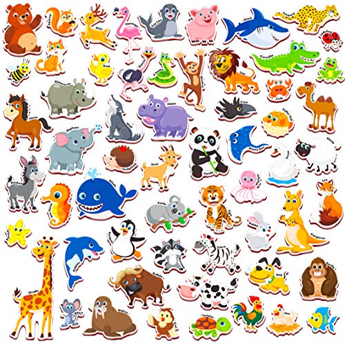 SpriteGru 60-Piece Cartoon Animal Zoo Magnets – Toddler Learning Toys
