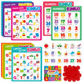 SpriteGru Alphabet Bingo Game – ABC & 123 Bingo for Kids 4-8, 12 Players, with Double-Sided Boards and Chips