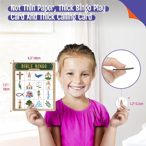 SpriteGru Bible Bingo Game – 12 Double-Sided Boards, 40 Calling Tokens, 100 Chips, for Sunday School and Family Fun