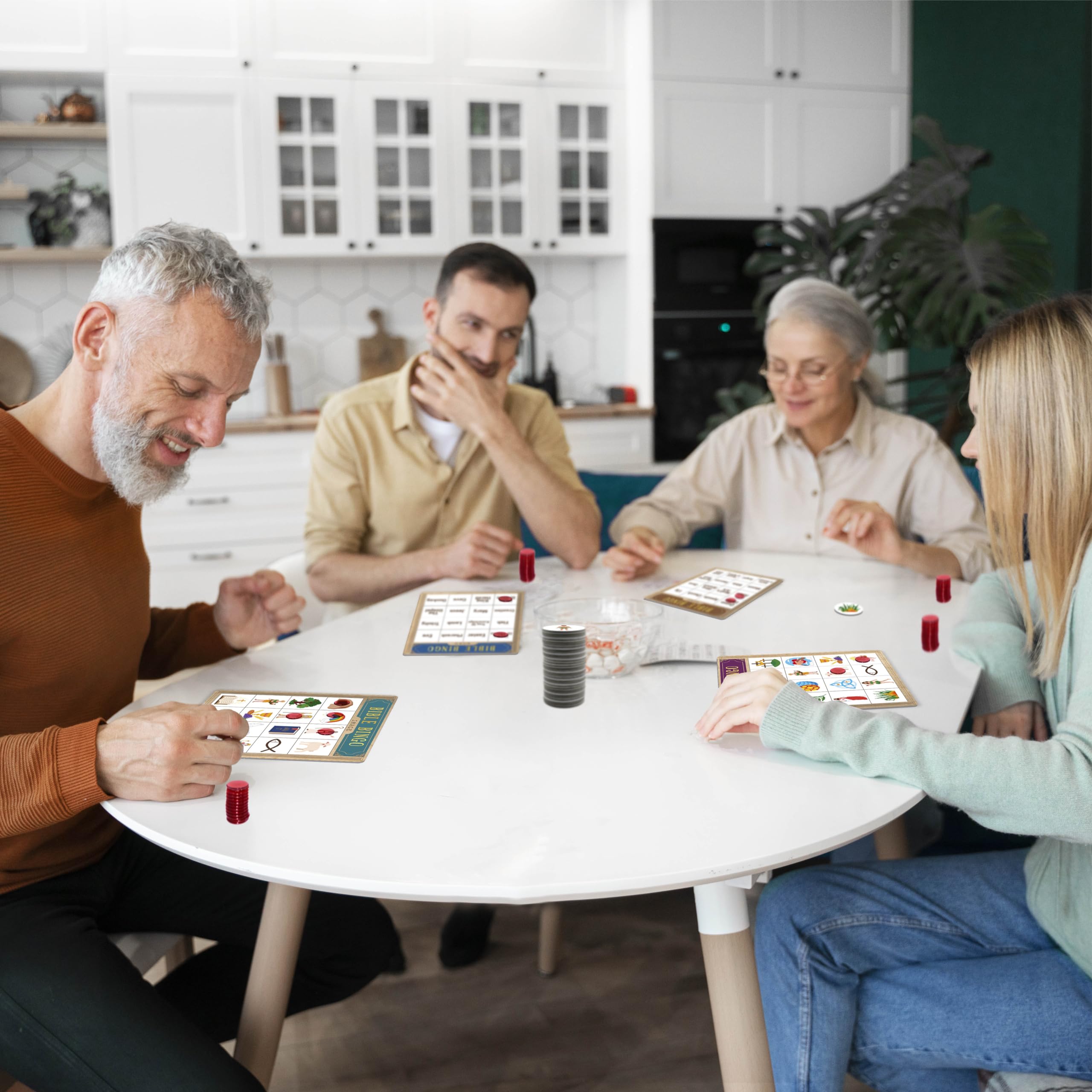 SpriteGru Bible Bingo Game – 12 Double-Sided Boards, 40 Calling Tokens, 100 Chips, for Sunday School and Family Fun