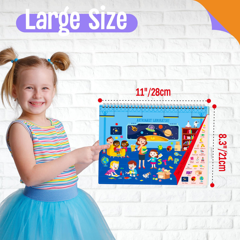 SpriteGru Search & Find Book - 30 Themes, 32 Pages, Reusable Activity Book for Kids Ages 3-6