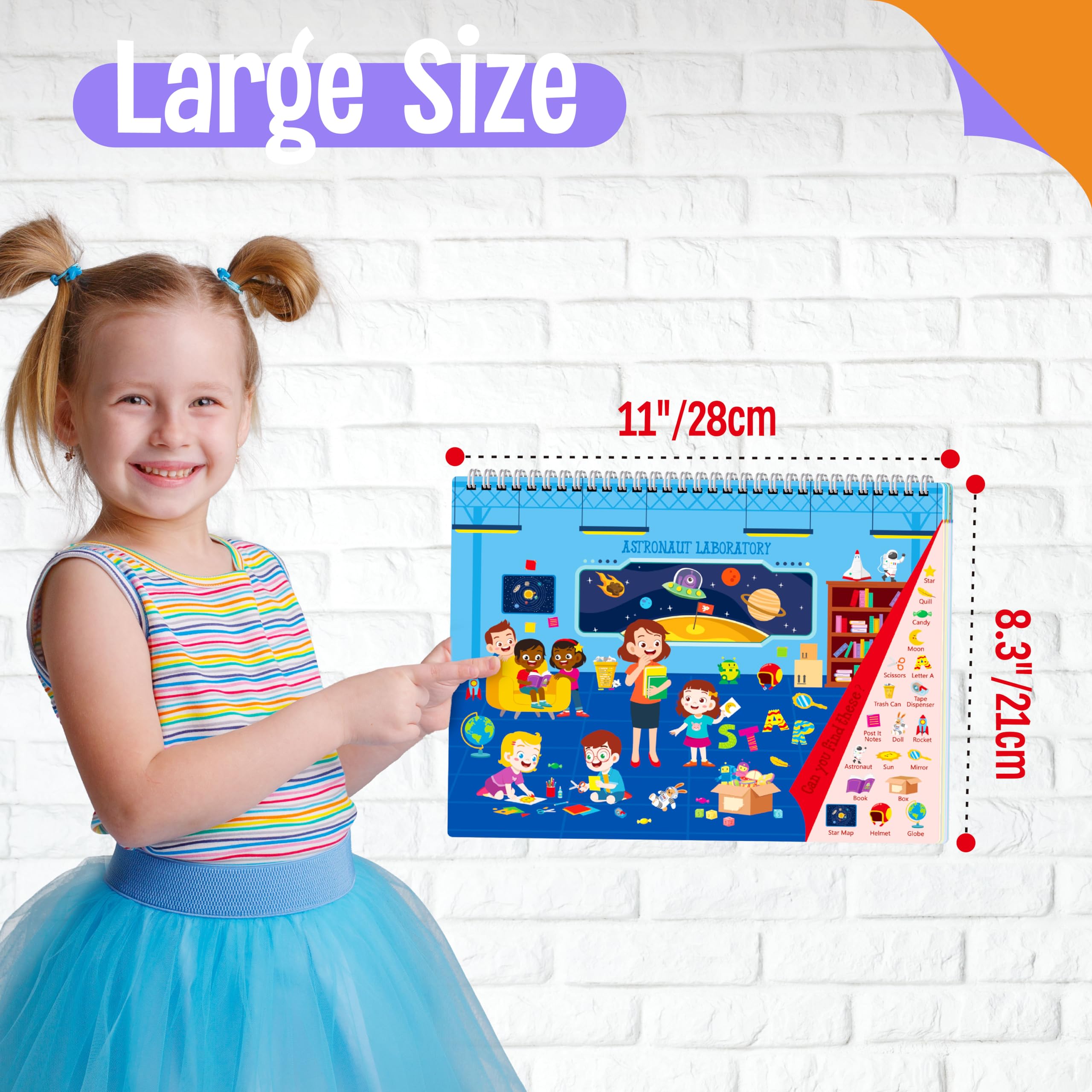 SpriteGru Search & Find Book - 30 Themes, 32 Pages, Reusable Activity Book for Kids Ages 3-6