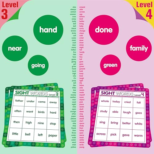 SpriteGru Sight Word Bingo Game: 120 Words for Level 3 & 4, Kindergarten & Preschool