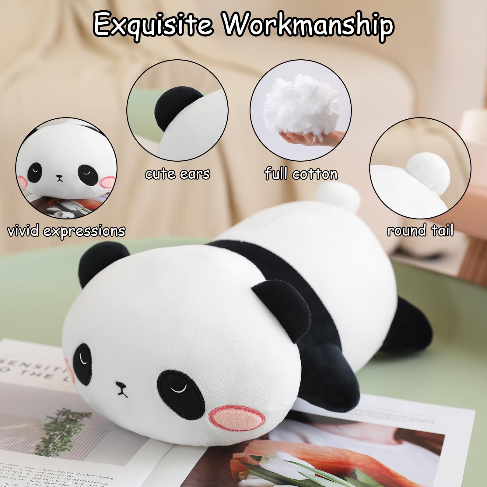 SQEQE Weighted Panda Plush – 9.8 Inch Stuffed Animal Pillow, 0.8 Lbs