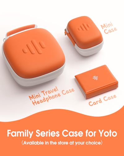 SQERO Protective Hard Shell Case for Yoto Mini (2024 Edition) with Shoulder Strap – Holds Player, Headphones, and Up to 60 Cards (Orange)