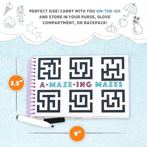 Squirrel Products Mom I'm Bored Activity Book - Reusable Dry Erase Travel Games for Kids Ages 3+