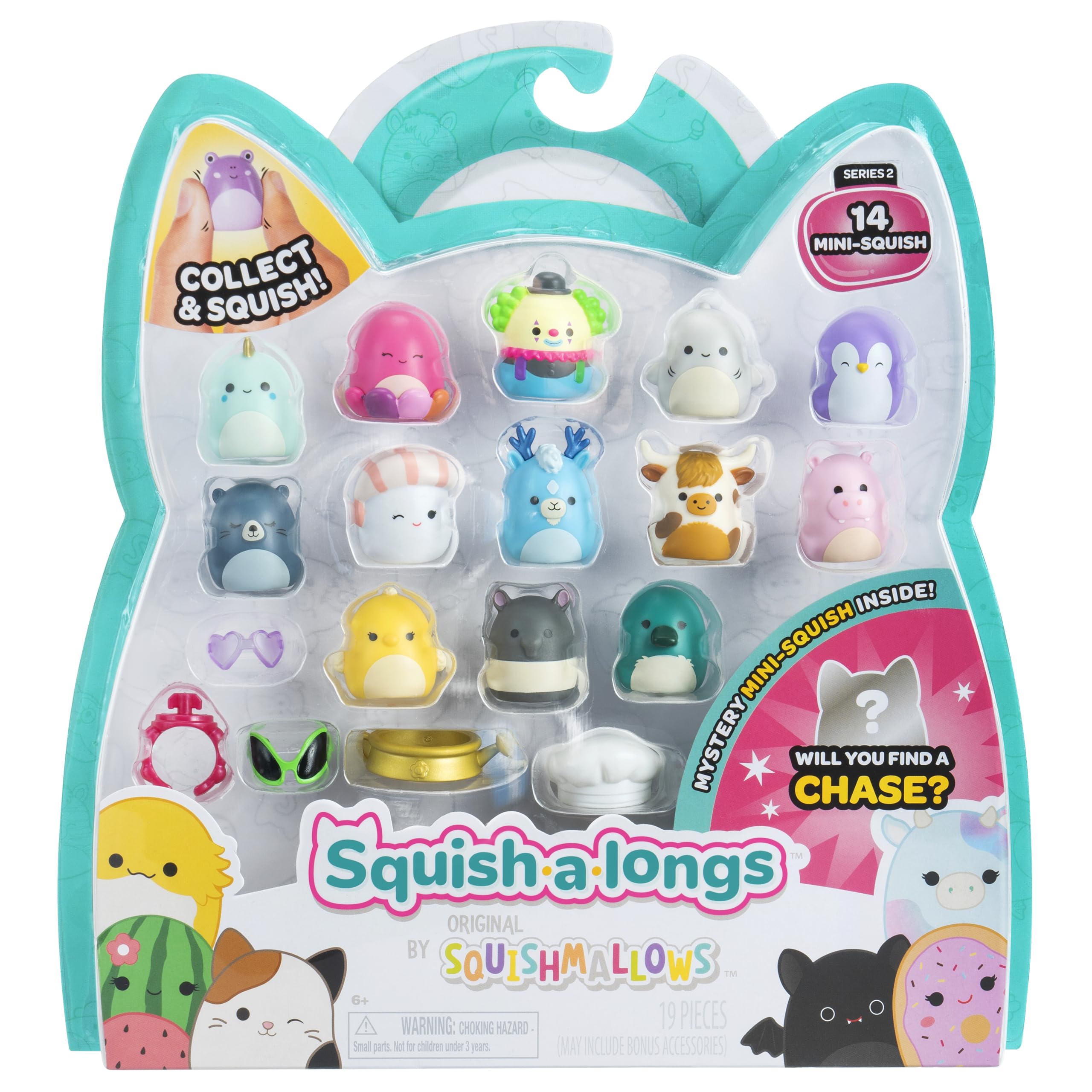 Squish-a-longs 14 Pack (Series 2, Wave 1): 14 Mini-Squish + Accessories + Ring + Collector's Guide