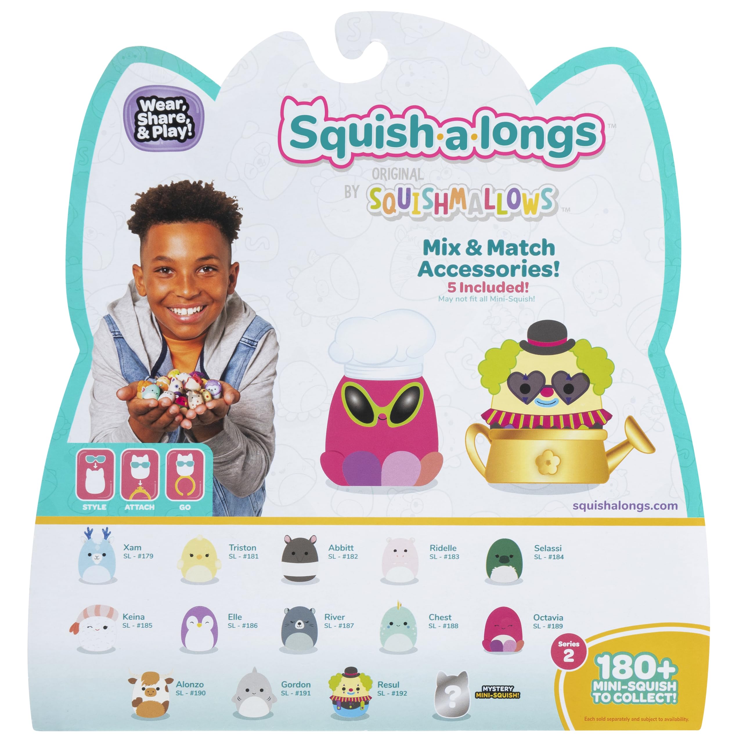 Squish-a-longs 14 Pack (Series 2, Wave 1): 14 Mini-Squish + Accessories + Ring + Collector's Guide