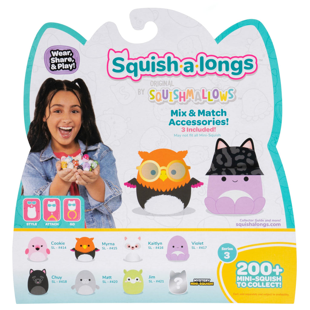 Squish-a-longs Mini-Squish 8-Pack (Wave 3, Style 3): 1-Inch Collectible Figures with Accessories