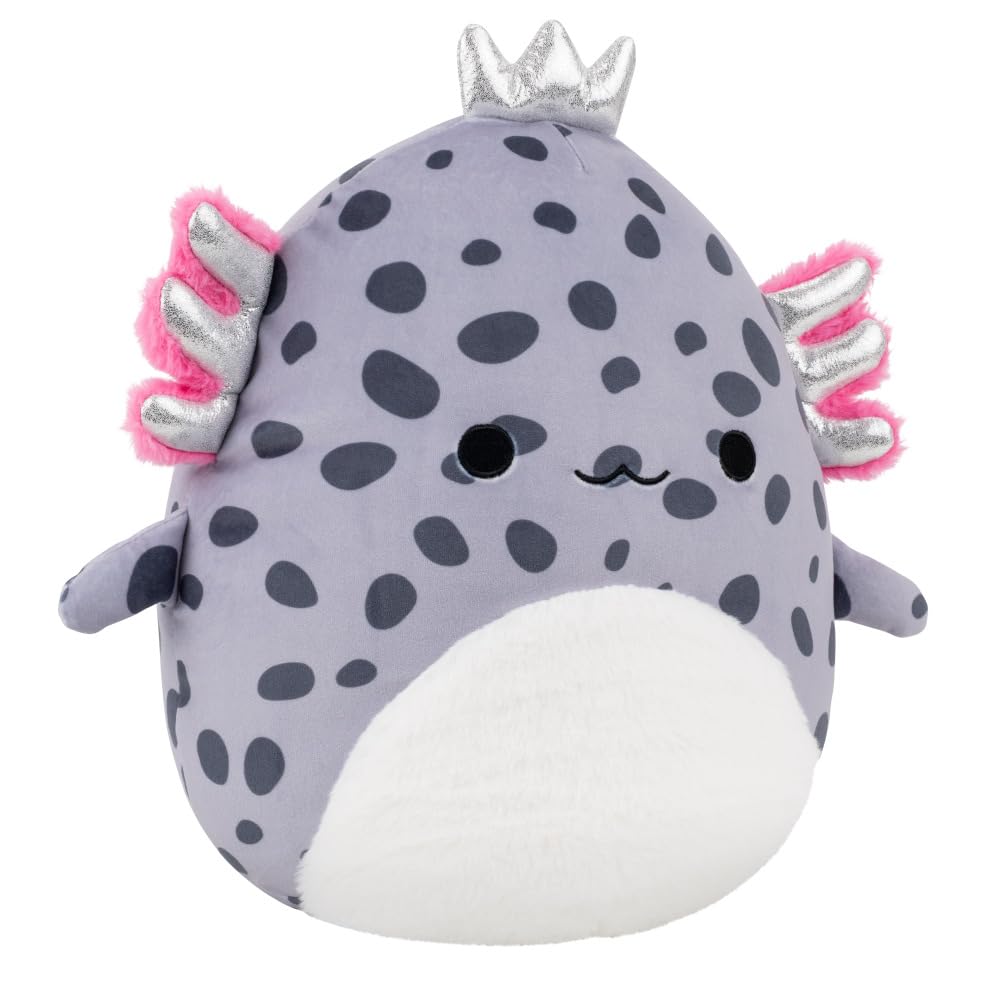 Squishmallows 12-Inch Avana the Spotted Axolotl with Silver Crown – Official Jazwares Plush