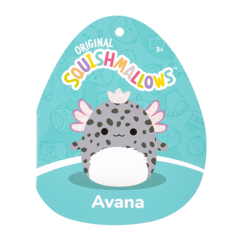 Squishmallows 12-Inch Avana the Spotted Axolotl with Silver Crown – Official Jazwares Plush