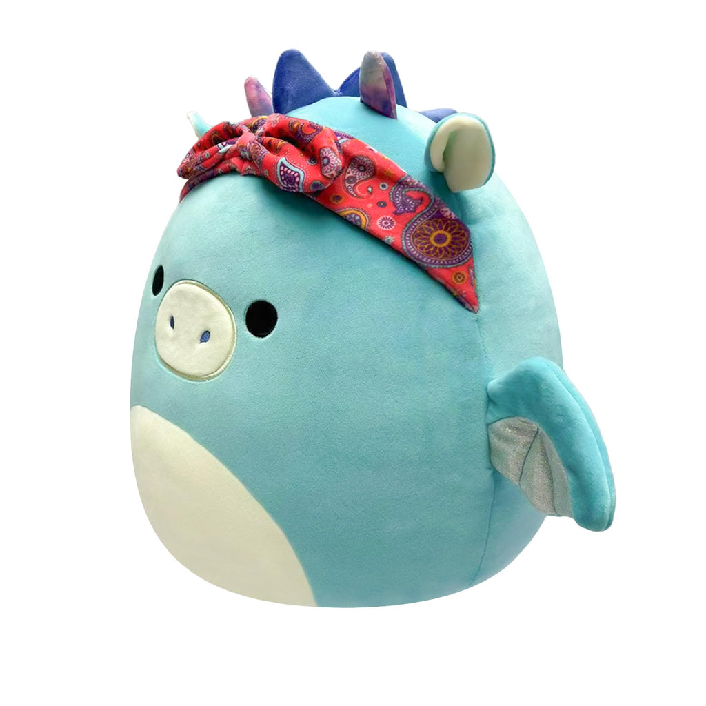 Squishmallows 19cm Tatiana the Dark Teal Dragon with Bandana – Ultra Soft Plush for Collectors