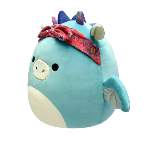 Squishmallows 19cm Tatiana the Dark Teal Dragon with Bandana – Ultra Soft Plush for Collectors
