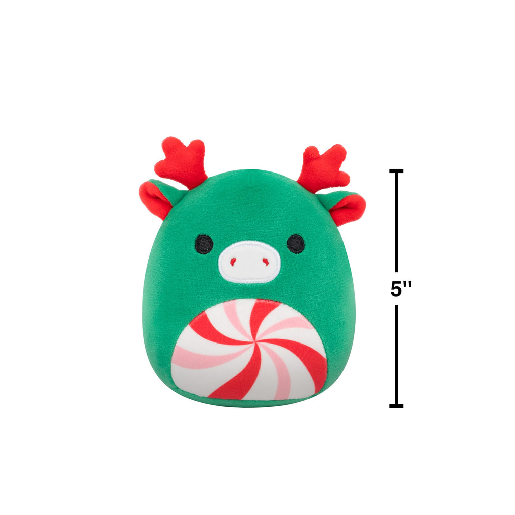 Squishmallows 5-Inch Zumir the Green Moose Plush – Peppermint Swirl Belly, Official Jazwares Toy
