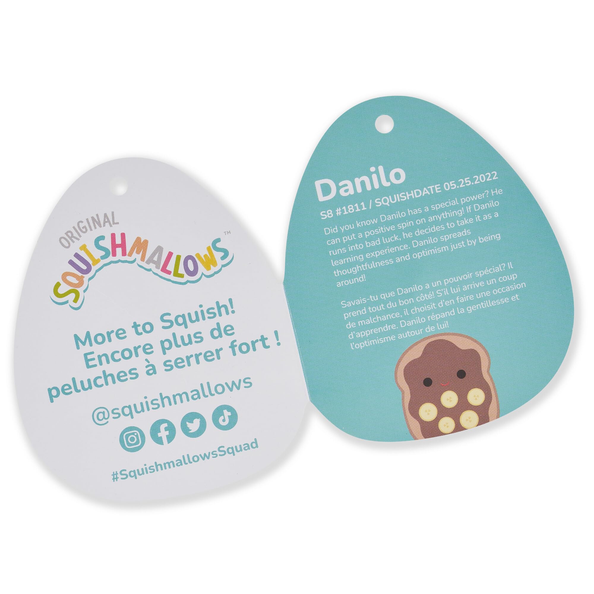 Squishmallows 8-Inch Danilo Chocolate Banana Toast Plush - Official Jazwares Collectible