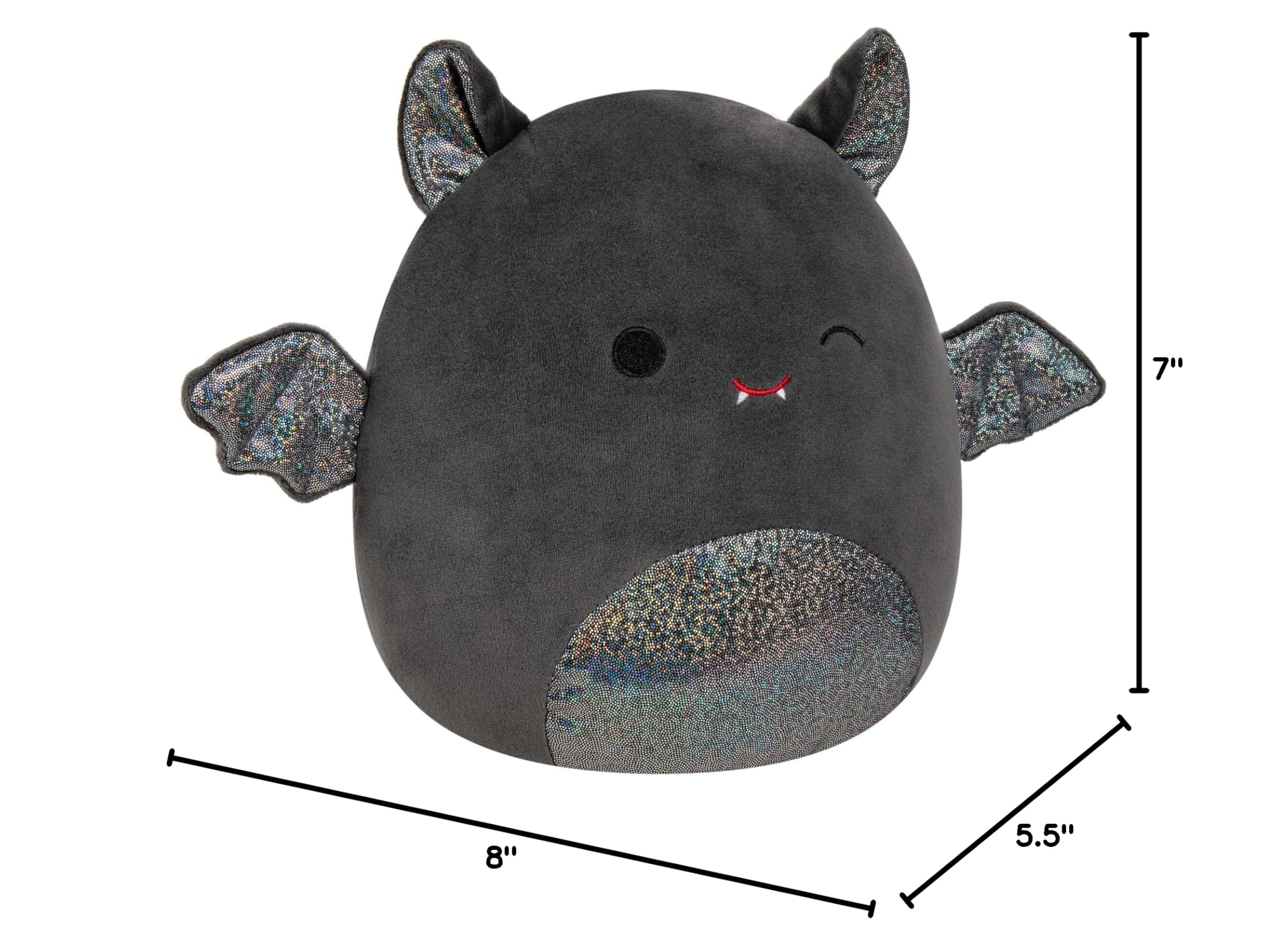 Squishmallows 8-Inch Emily Bat Plush – Sparkly Ears & Belly, Ultra-Soft Collectible