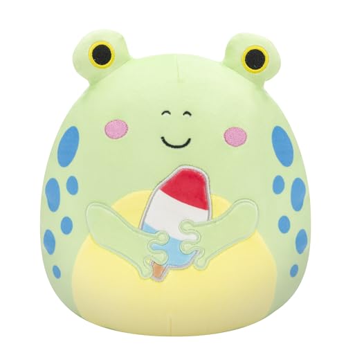 Squishmallows Limell the Frog 8-Inch Plush - Blue Spots Holding Popsicle, Official Jazwares
