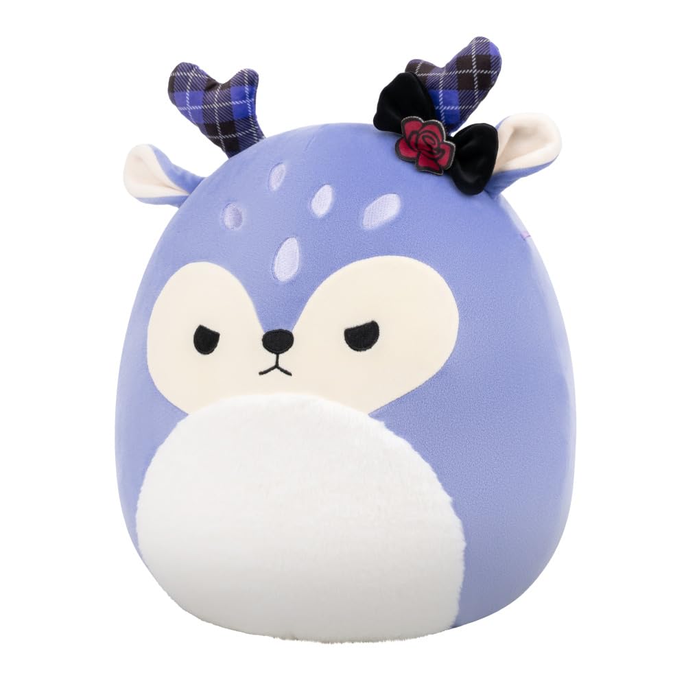 Squishmallows Original 14-Inch Binoche the Purple Fawn Plush with Plaid Antlers and Bow – Jazwares