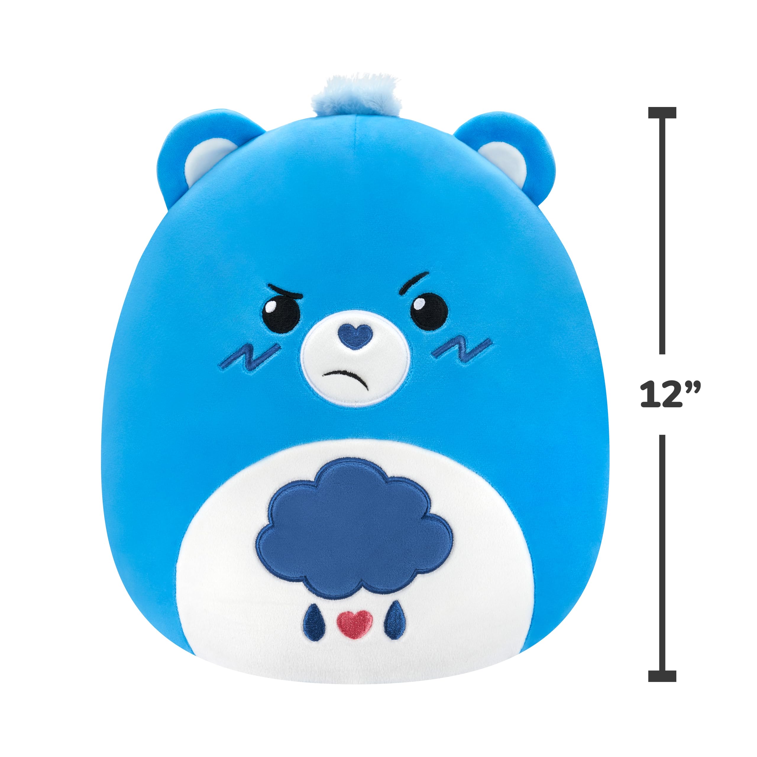Squishmallows Original Care Bears Grumpy Bear 12-Inch Plush - Medium-Sized Official Jazwares Toy