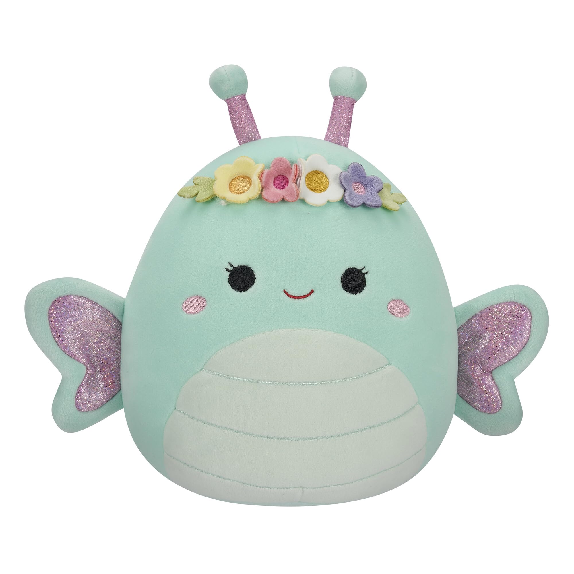 Squishmallows Reina 8-Inch Green Butterfly with Flower Crown Plush - Official Jazwares