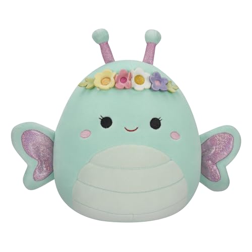 Squishmallows Reina 8-Inch Green Butterfly with Flower Crown Plush - Official Jazwares