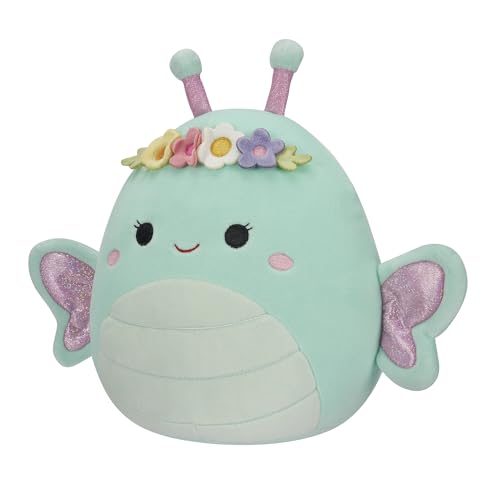 Squishmallows Reina 8-Inch Green Butterfly with Flower Crown Plush - Official Jazwares