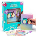 Squishmallows Squishy Diary Set with Pen and Stickers, 5x7 Journal for Kids
