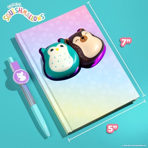 Squishmallows Squishy Diary Set with Pen and Stickers, 5x7 Journal for Kids